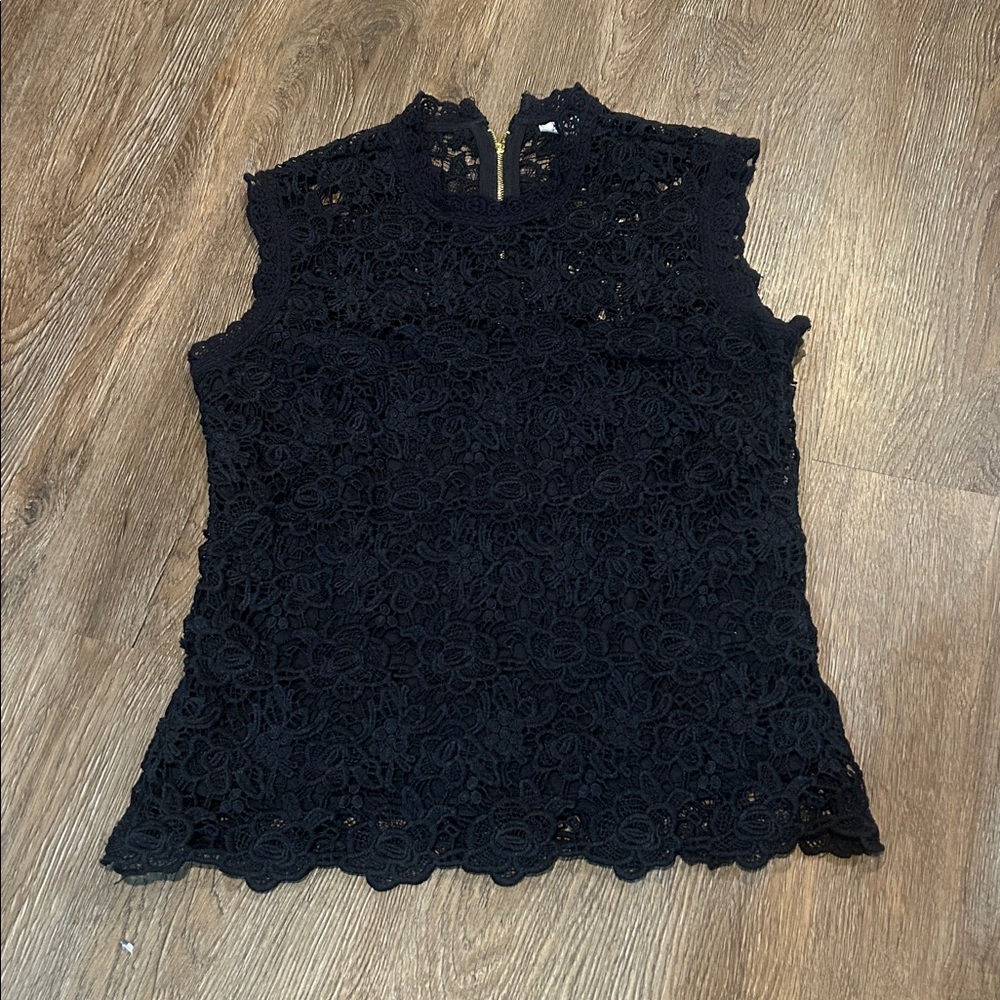 Nanette Lepore Black Lace Cap Sleeve Blouse - Picture 2 of 8
